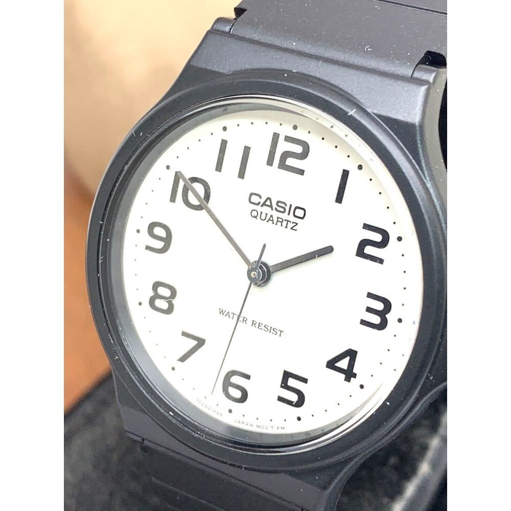 Casio Women's Watch MQ24-7B Quartz 33mm Analog White Dial Black Resin Band
